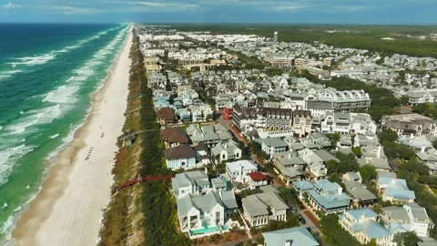 Ariel view of Beautiful beach town Stock Footage 239071844