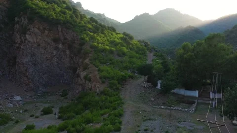 Ariel view of green mountains Stock Footage 137381655