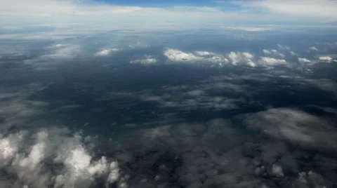 Ariel view of land through cloudscape Stock Footage 45349586