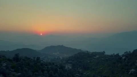 Ariel view of Red Beautiful Sunset ever on the valley of Pakisatn Stock Footage 168504726