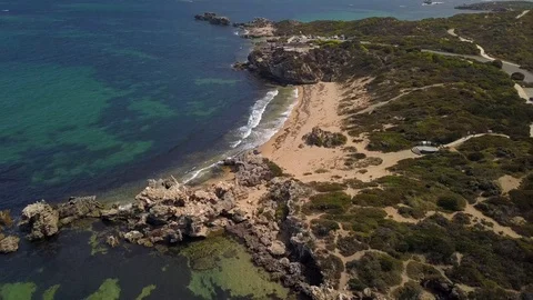 Ariel view of rocky beach Stock Footage 105042301