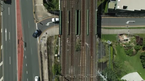 Ariel view of top down shot of train. Stock Footage 158658385