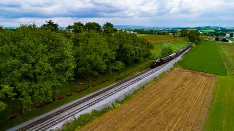 Ariel View waiting for Train Stock Photos