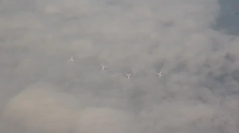 Ariel view of wind turbines Stock Footage 32960774