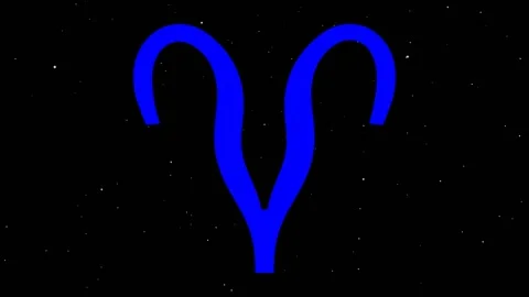 Aries Blue On Black Background Video stock 142159271