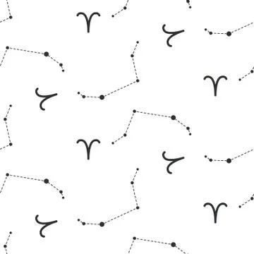 Aries constellation seamless vector pattern Stock Illustration