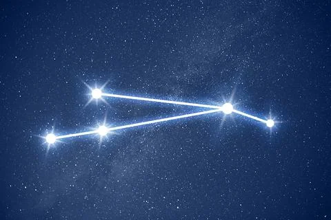 Aries constellation. Stick figure pattern in starry night sky Stock Photos