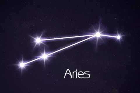 Aries constellation. Stick figure pattern in starry night sky Stock Photos