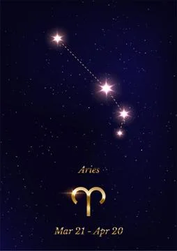 Aries constellation vector poster template Stock Illustration