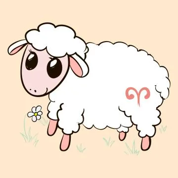 Aries cute sheep light. Illustrazione stock