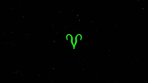 Aries Green On Black Background Stock Footage 142159291