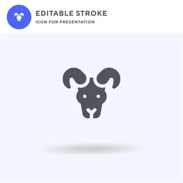 Aries icon vector, filled flat sign, solid pictogram isolated on white, logo Stock Illustration