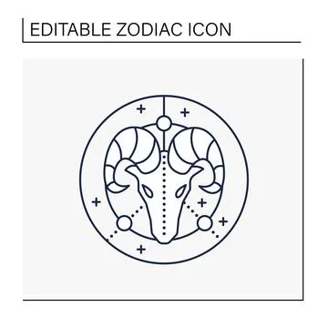 Aries line icon Stock Illustration