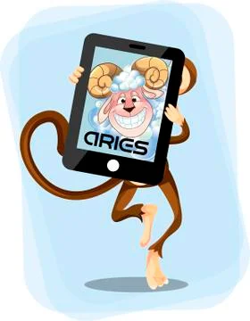 Aries Monkey  horoscope Stock Illustration