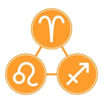 Aries, Sagittarius, Leo Icons. Vector Astrological, Horoscope Signs. Vector. Stock Illustration