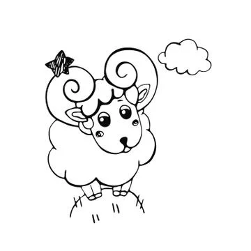 Aries is standing on a hill Stock Illustration
