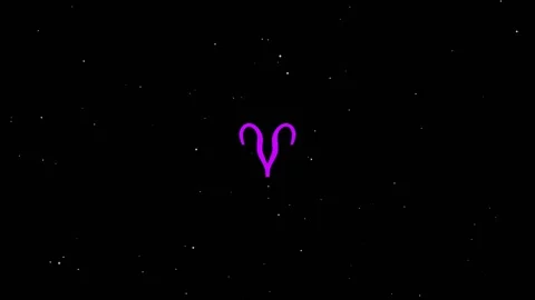 Aries Violet On Black Background Video stock 142159363