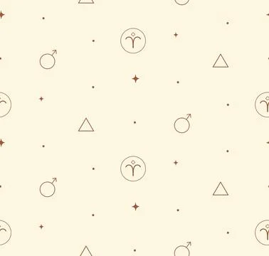 Aries Zodiac Background Seamless Pattern. Astrology Signs Stock Illustration