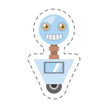 Arificial intelligence robotic smiling screen cutting line イラスト素材