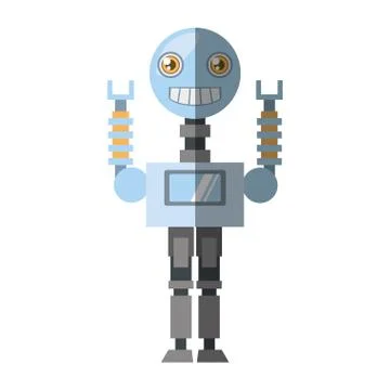 Arificial intelligence robotic smiling screen shadow Stock Illustration