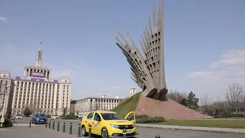 The Aripi (Wings) monument in Bucharest Stock Footage 127299511