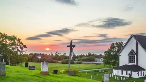 ARISAIG, CANADA - St. Margaret's Cemetery Timelapse Stock Footage