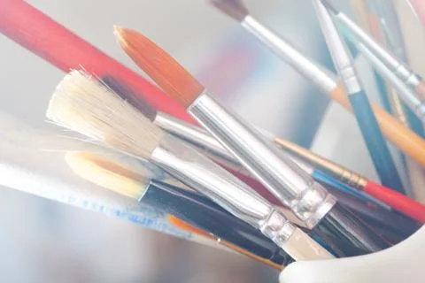 Aristic paint brushes Stock Photos