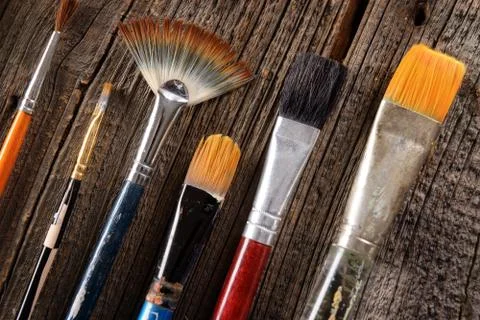 Aristic paint brushes Stock Photos