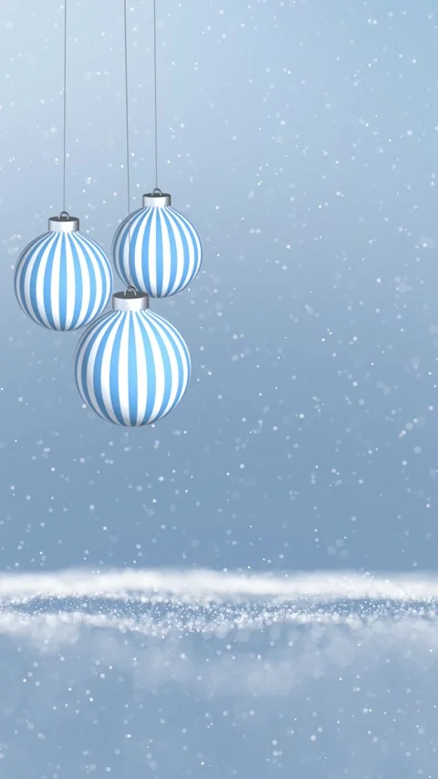 Aristic winter snowy waves with snowfall and swinging baubles ornaments loop Stock Footage 346784610