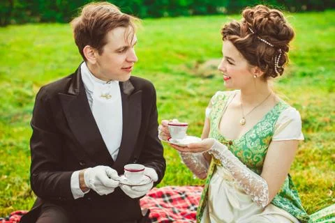 Aristocrats drink tea Stock Photos