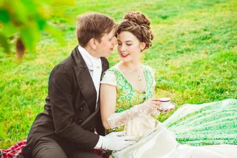 Aristocrats drink tea Stock Photos
