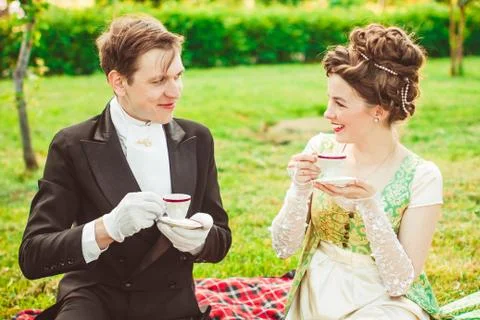 Aristocrats drink tea Stock Photos