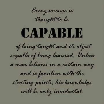 Aristotle Quotes. Every science is thought Stock Illustration