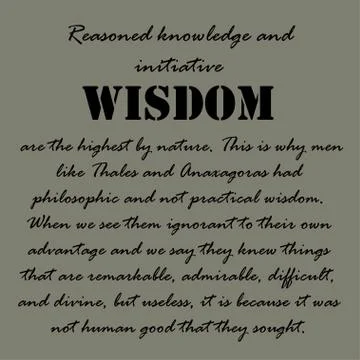 Aristotle Quotes. Reasoned knowledge and Stock Illustration