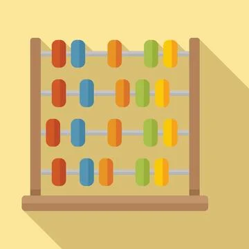 Arithmetic abacus icon flat . Math calculator Stock Illustration