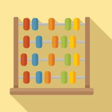 Arithmetic abacus icon flat vector. Math calculator Stock Illustration