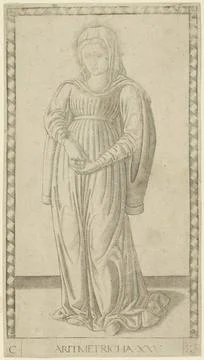 Arithmetic, plate 25 from Arts and Sciences 1460 1470 Italy. The deck of f... Stock Photos