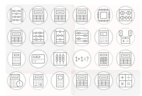 Arithmetic Premium Vector Bundle with 24 256x256 Display Perfect Thin Line .. Stockillustratie