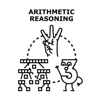 Arithmetic reasoning concept with number and data structure illustration Stock Illustration