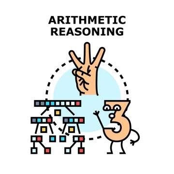 Arithmetic reasoning concept with number and data structure illustration 库存插图