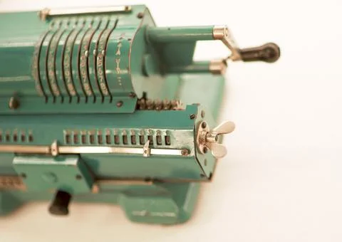 Arithmometer, old and retro computer for mathematical calculations Stock Photos