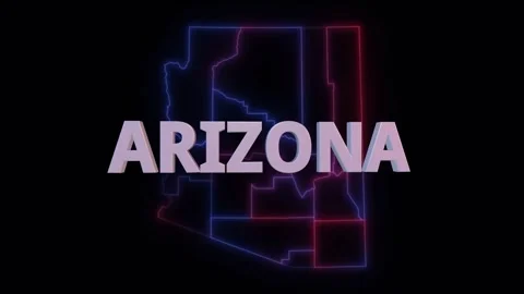 Arizona 3d name over red blue county map seamless loop Vídeo Stock 343865968