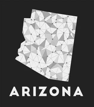 Arizona - communication network map of us state. Arizona trendy geometric d.. Illustrazione stock