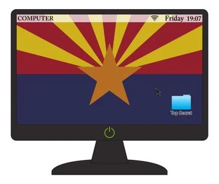 Arizona Computer Flag With On Button Stock Illustration