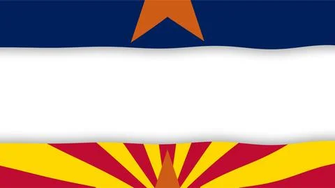 Arizona Flag Background with White Horizontal Banner and Copper Star Design. Stock Illustration