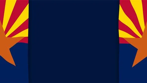 Arizona Flag Graphic Frame with Copper Star and Sun Rays on Dark Blue Backg.. Stock Illustration