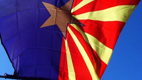 Arizona Flag in slow motion Stock Footage 101071988