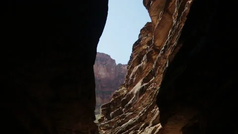Arizona Grand Canyon Colorado River Rafting Blacktail Canyon Lone Hiker Stock Footage