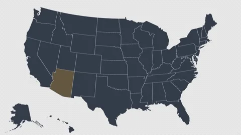Arizona Pulsing on US Election Map Animation Seamless Loop Alpha Channel 4K 스톡 동영상 341309164