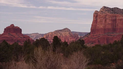 Arizona red rock, moving clouds and sun opening, timelapse. Stock Footage 62848025